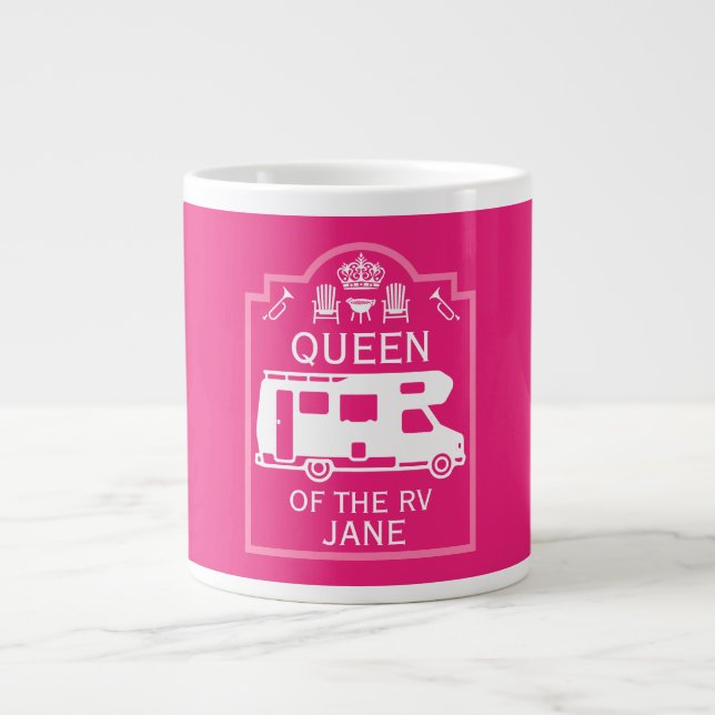 Queen Of The Camper RV Large Coffee Mug (Front)