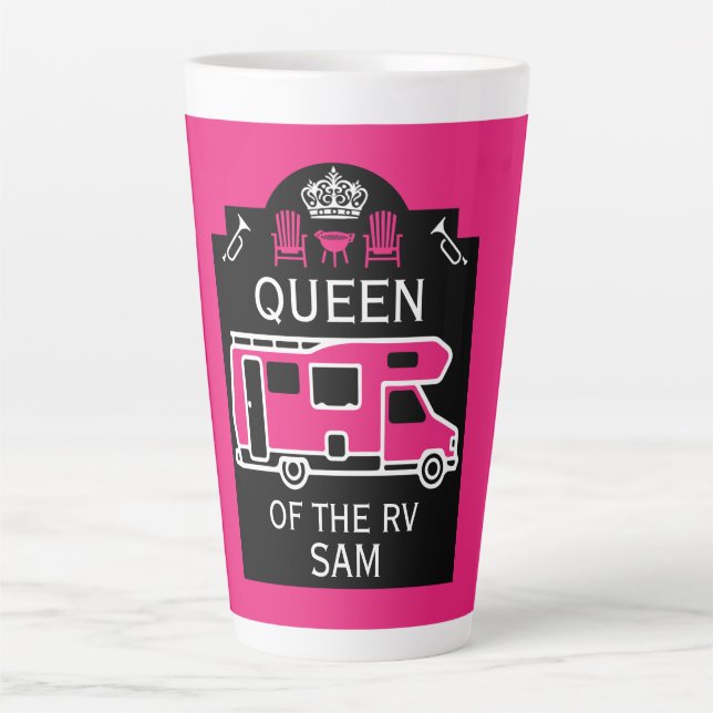 Queen Of The Camper RV Latte Mug (Front)