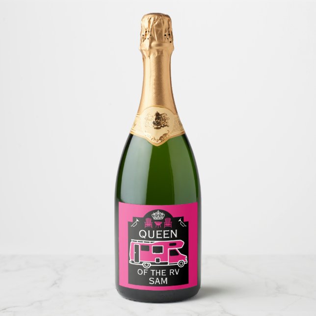 Queen Of The Camper RV Sparkling Wine Label (Front)