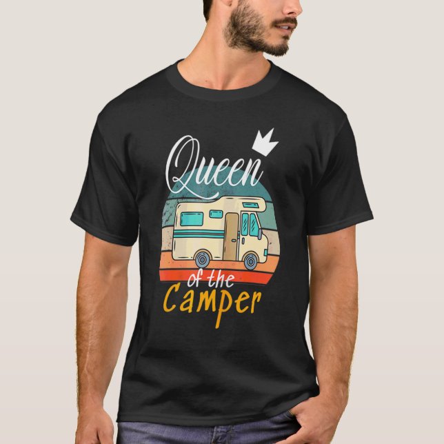 Queen Of The Camper Rv Trailer Outdoor Camping Mot T-Shirt (Front)