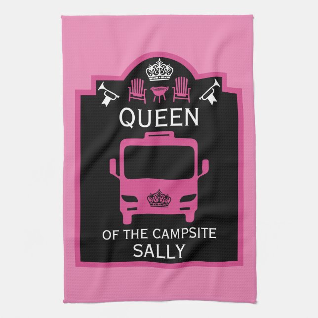 Queen Of The Campsite Tea Towel (Vertical)