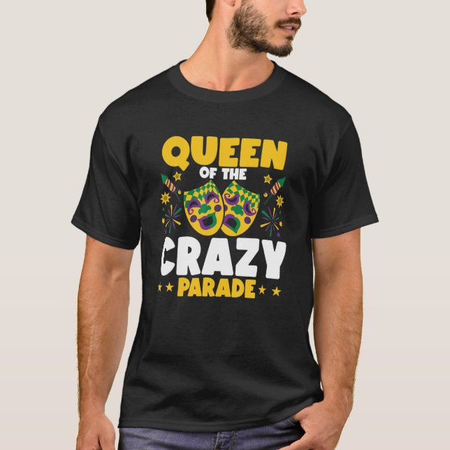 Queen Of The Crazy Parade Beads Bling Joker Jester T-Shirt (Front)