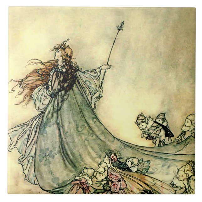 “Queen of the Fairies” by Arthur Rackham Ceramic Tile (Front)