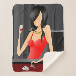 Queen of the Game - Las Vegas Casino  Sherpa Blanket