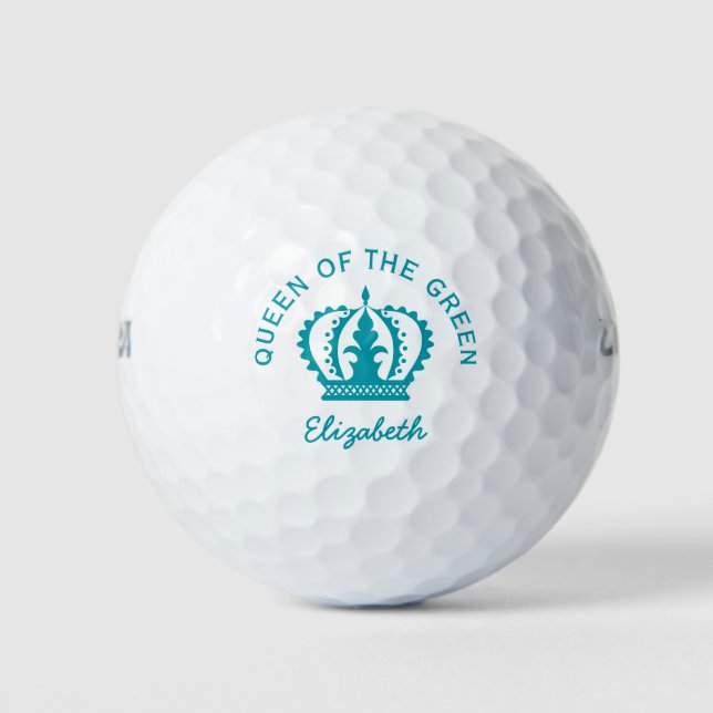 Queen of the Green Teal Crown Golf Balls (Front)