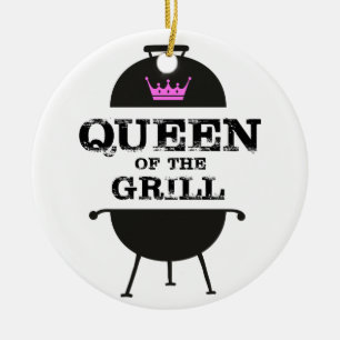 Queen Of The Grill, Black Pink Crown Ceramic Ornament