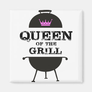 Queen Of The Grill, Black Pink Crown Magnet