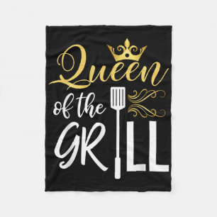 Queen Of The Grill Funny Bbq Chef Women Gift Smoke Fleece Blanket