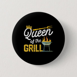 Queen Of The Grill Funny Smoked Meat Bbq Smoker Gr 6 Cm Round Badge