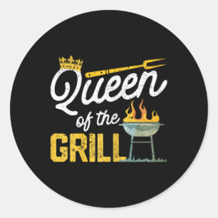 Queen Of The Grill Funny Smoked Meat Bbq Smoker Gr Classic Round Sticker
