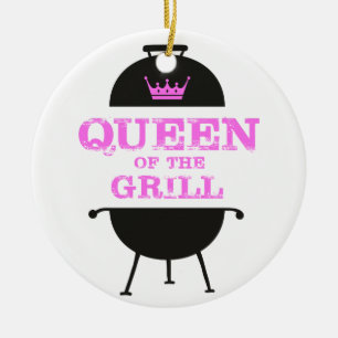 Queen Of The Grill, Pink Crown Pink Ceramic Ornament