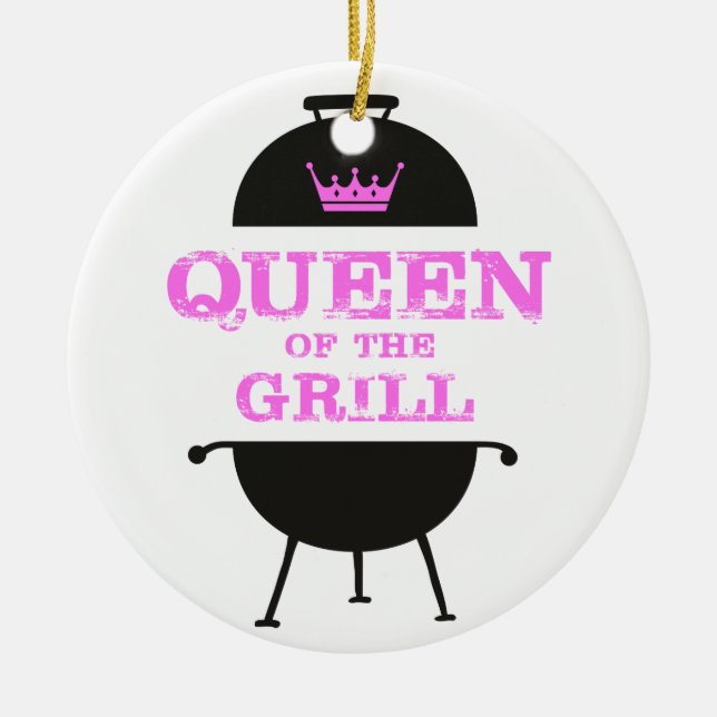 Queen Of The Grill, Pink Crown Pink Ceramic Ornament (Front)