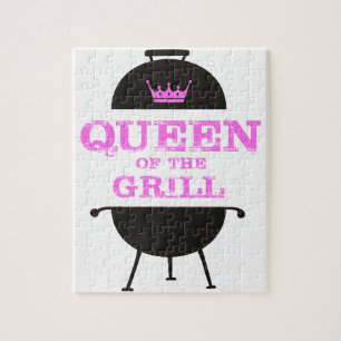 Queen Of The Grill, Pink Crown Pink Jigsaw Puzzle