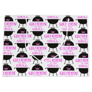 Queen Of The Grill, Pink Crown Pink Large Gift Bag