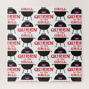 Queen Of The Grill, Pink Crown Red Jigsaw Puzzle