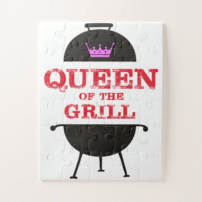 Queen Of The Grill, Pink Crown Red Jigsaw Puzzle (Vertical)