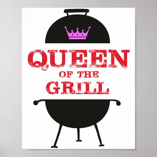 Queen Of The Grill, Pink Crown Red Poster (Front)