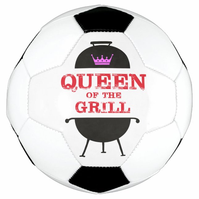 Queen Of The Grill, Pink Crown Red Soccer Ball (Front)
