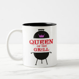 Queen Of The Grill, Pink Crown Red Two-Tone Coffee Mug