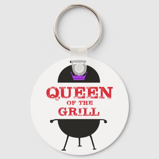 Queen Of The Grill, Purple Crown Red Key Ring (Front)