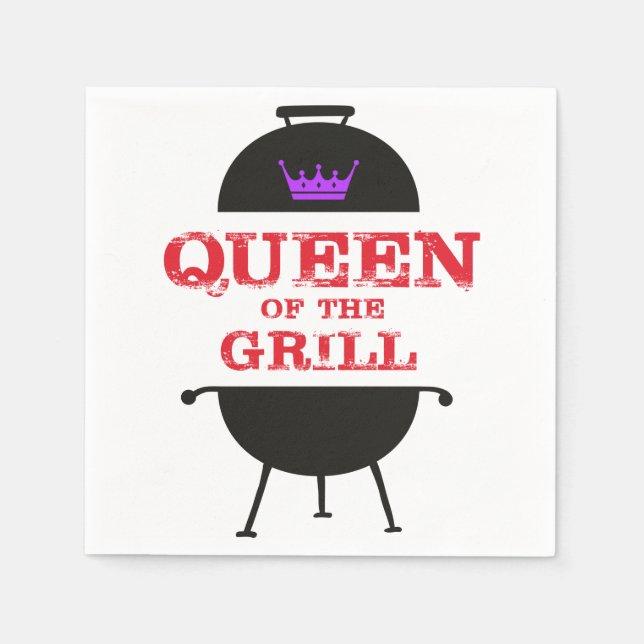 Queen Of The Grill, Purple Crown Red Napkin (Front)