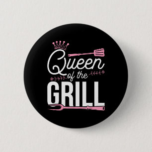Queen Of The Grill Smoked Meat Bbq Byrbecue 6 Cm Round Badge