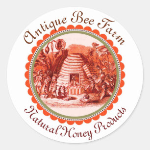 QUEEN OF THE HONEY BEES IN SKEP / BEEKEEPER Circle Classic Round Sticker