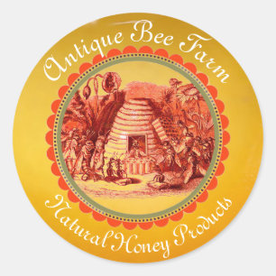 QUEEN OF THE HONEY BEES IN SKEP / BEEKEEPER Circle Classic Round Sticker