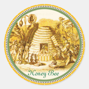 QUEEN OF THE HONEY BEES IN SKEP / BEEKEEPER CLASSIC ROUND STICKER