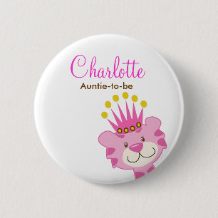 QUEEN OF THE JUNGLE BABY SHOWER NAME TAG BUTTON