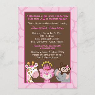 Queen of the Jungle & Friends Baby Shower Invite