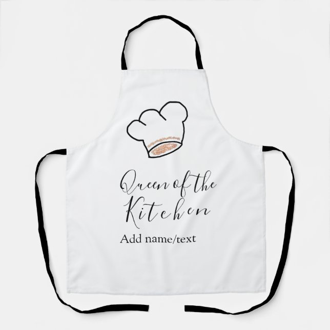 Queen of the kitchen chef cooking add name crown  apron (Front)