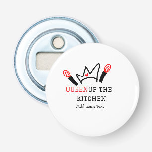 Queen of the kitchen chef cooking add name crown bottle opener