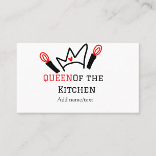 Queen of the kitchen chef cooking add name crown business card