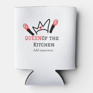 Queen of the kitchen chef cooking add name crown can cooler