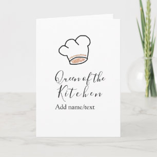 Queen of the kitchen chef cooking add name crown  card