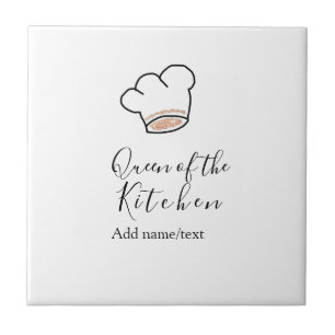 Queen of the kitchen chef cooking add name crown ceramic tile