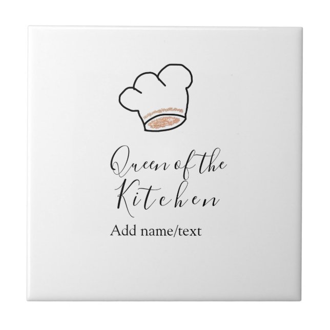 Queen of the kitchen chef cooking add name crown  ceramic tile (Front)
