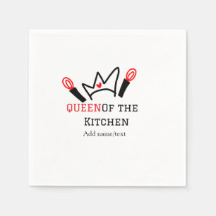 Queen of the kitchen chef cooking add name crown napkin