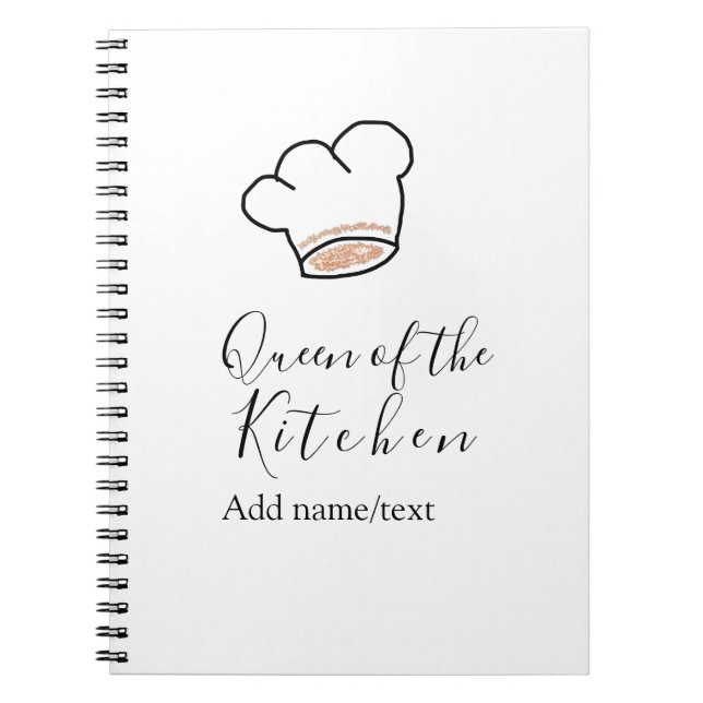 Queen of the kitchen chef cooking add name crown  notebook (Front)
