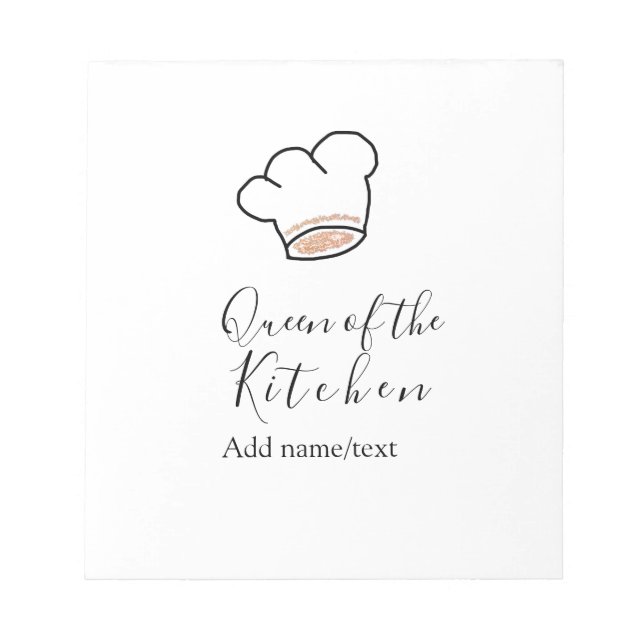 Queen of the kitchen chef cooking add name crown  notepad (Front)