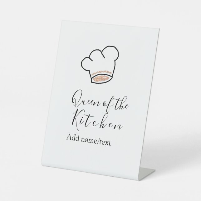 Queen of the kitchen chef cooking add name crown  pedestal sign (Front)