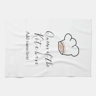Queen of the kitchen chef cooking add name crown  tea towel