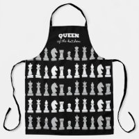 Queen Of the Kitchen Chess Black White Pattern  Ap