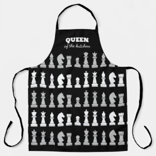 Queen Of the Kitchen Chess Black White Pattern  Ap Apron