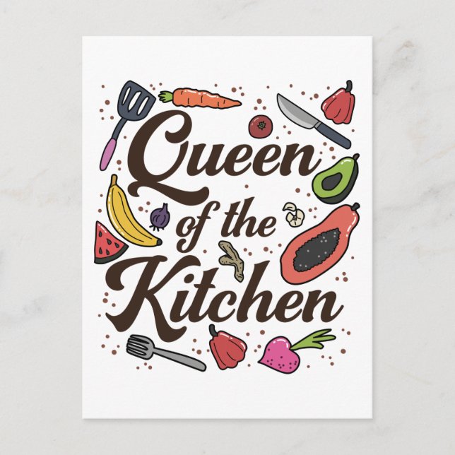 Queen Of The Kitchen Cooking Lover Funny Chef Postcard (Front)
