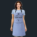 Queen of the Kitchen Crown Foodie Mum Blue Plaid Apron<br><div class="desc">Modern Stylish Queen of the Kitchen Crown Foodie Mum For Her Dusty Blue Plaid Adult Apron</div>