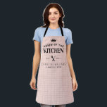 Queen of the Kitchen Crown Foodie Mum Pink Plaid Apron<br><div class="desc">Modern Stylish Queen of the Kitchen Crown Foodie Mum For Her Blush Pink Plaid Adult Apron</div>