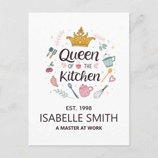 Queen of the Kitchen Custom Name Design Postcard (Front)