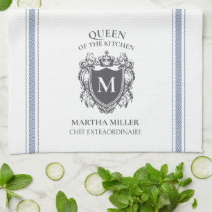 Queen of the Kitchen Customised Name Monogram Tea Towel